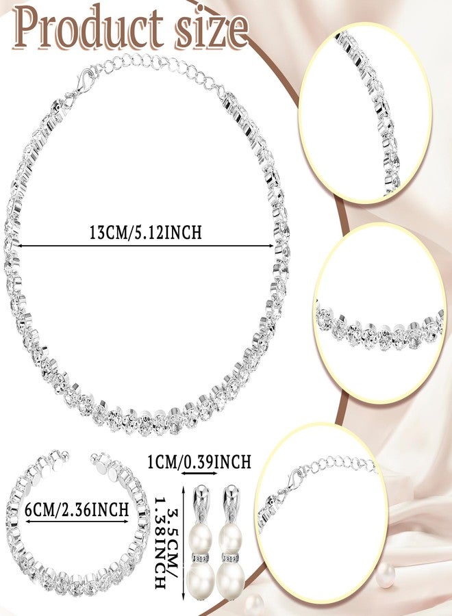Newcotte 4 Pcs Pearl Necklace Sets Jewelry Communion Glove for First Communion Tea Party Wedding(Red) - Image 3